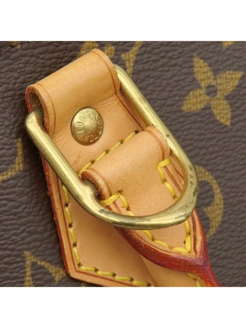 Louis Vuitton Handbag Alma PM Monogram Canvas Gold Brown Key Padlock Out of